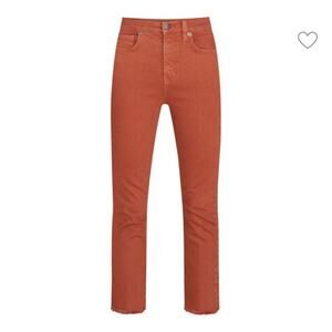 Veronica Beard Carly Raw Hem Kick-Flare Jean Rust 26